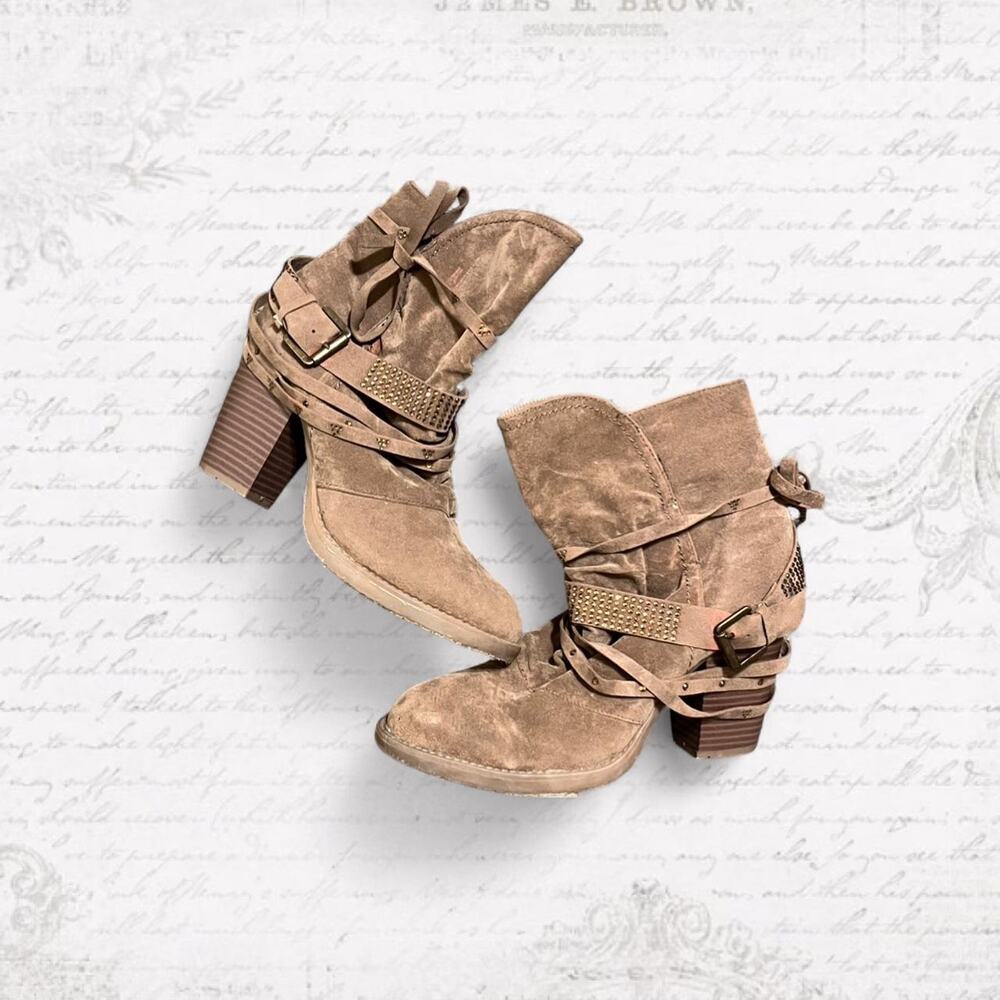 2013 indie sleaze brown buckle boots with gold studs